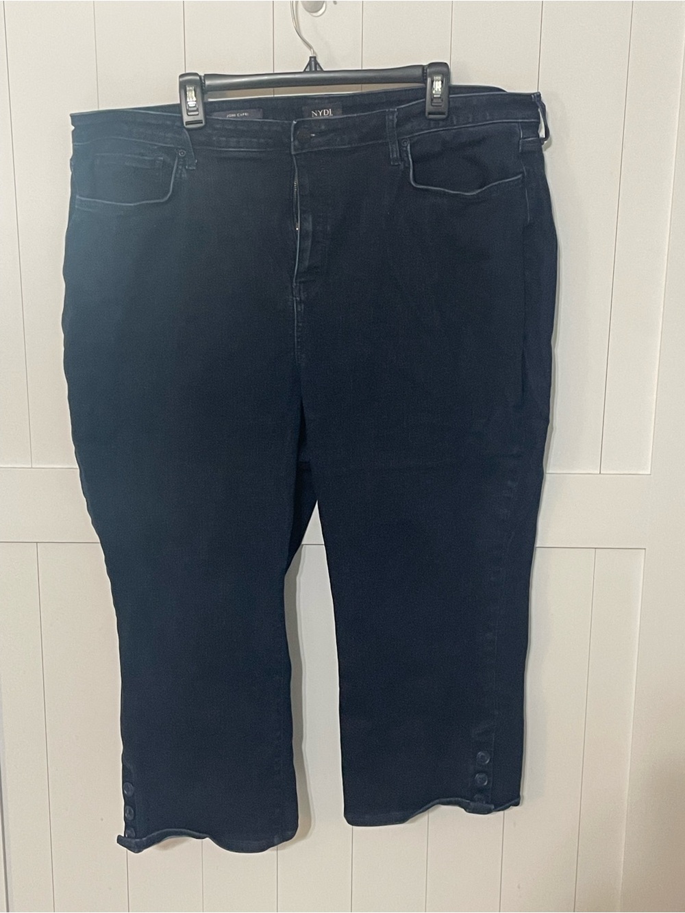 NYDJ Women's Dark Navy Ankle Crop Jeans with Hem Button Detail